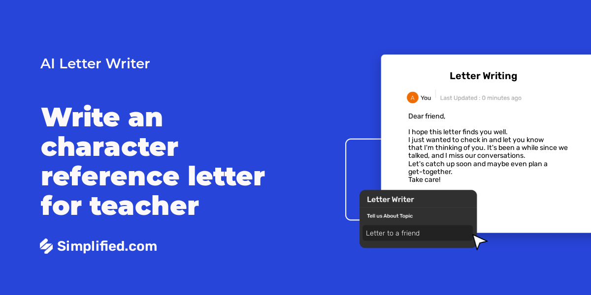 Write Character Reference Letter For Teacher In Seconds