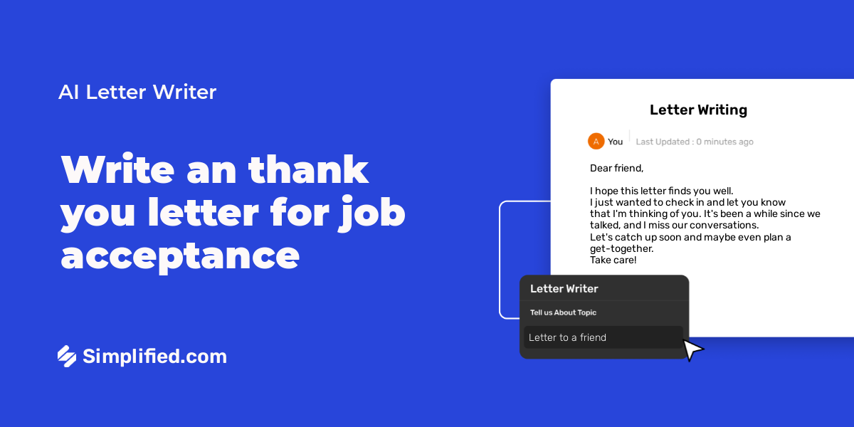 Write thank you letter for job acceptance in seconds