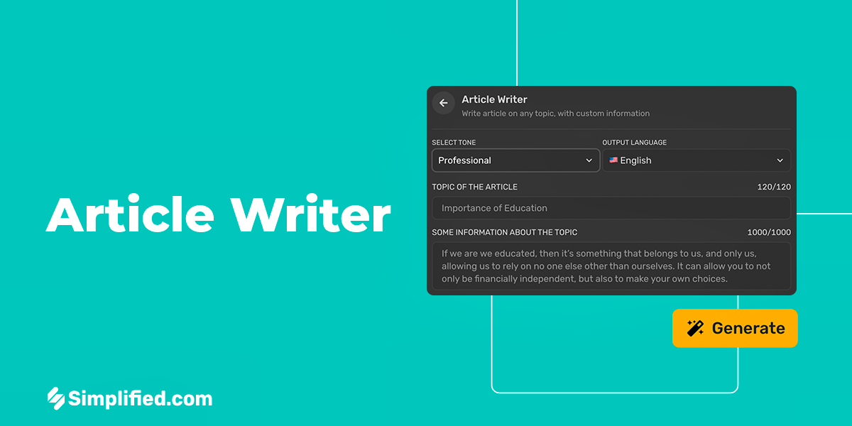 Free Article Generator & Writer- Generate Article in seconds