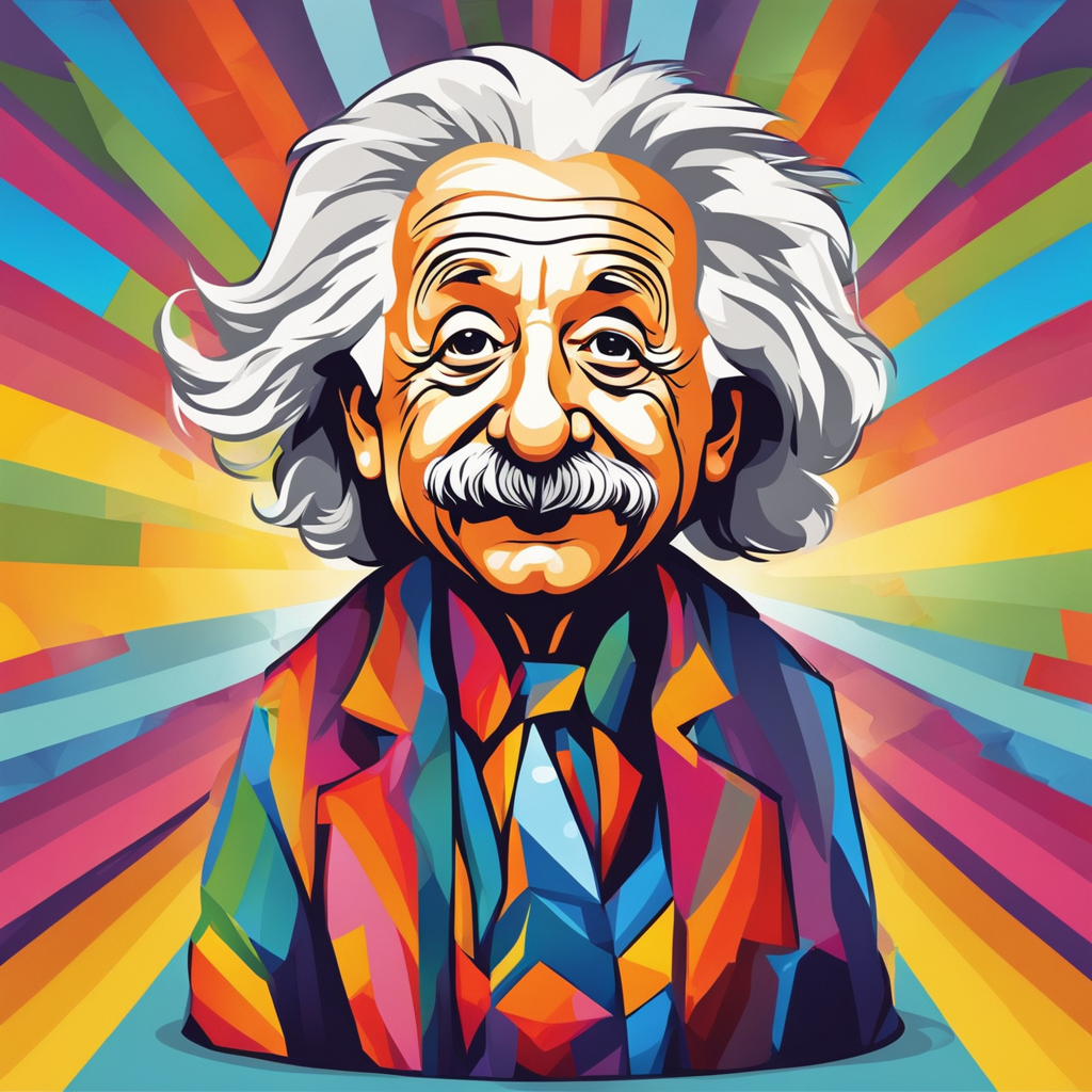 Albert Einstein Cartoon Image Color Palette | Black, Cadetblue, Whitesmoke, Indianred